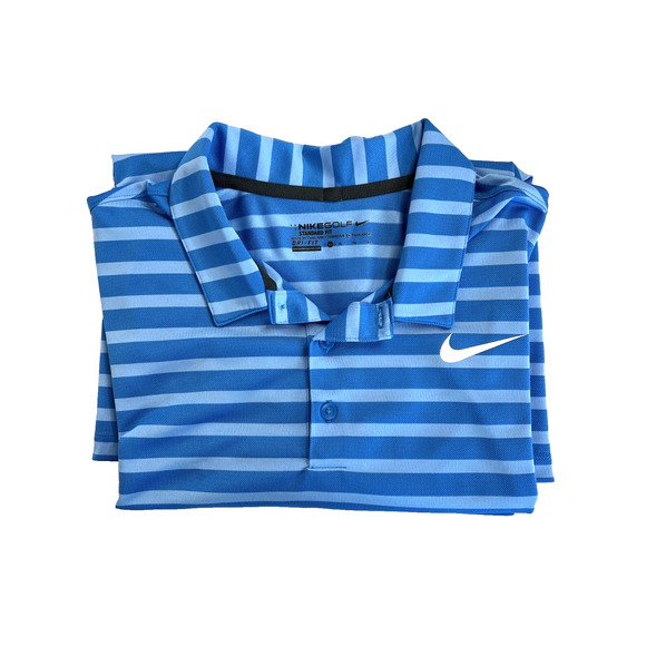 Nike Golf Striped Polo Shirt Tour Performance Blue Short Sleeve Dri-Fit Mens XL - Picture 1 of 10